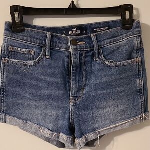 Hollister Blue Jean Shorts with Frayed Hem
